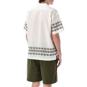 MANASTASH Men's Leaf Print Short Sleeve Shirt Men WHITE Shirts